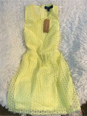 Embroidered circle summer yellow dress